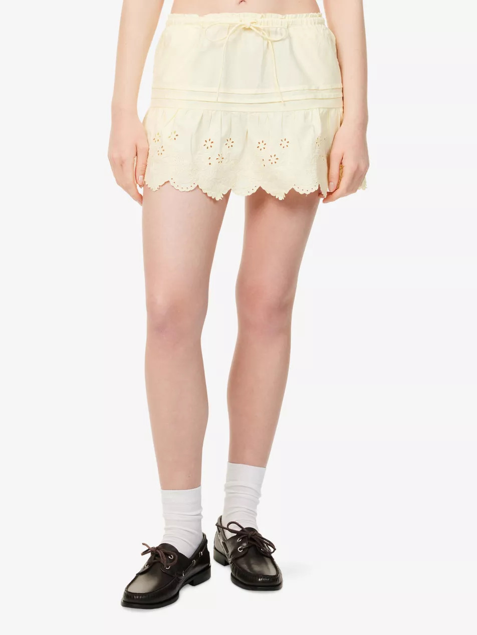 Gabriette Broderie-Anglaise Cotton Mini Skirt | Selfridges