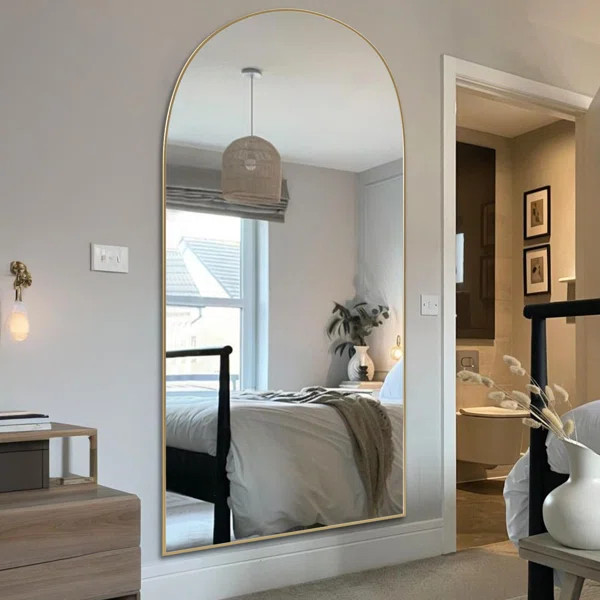 Arched Metal Oversized Full Length Mirror Wall Mirror Hanging Or Leaning With Stand | Wayfair North America