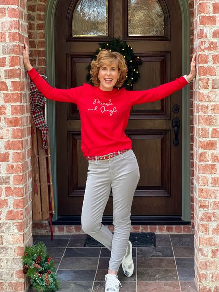 I love the sparkle stretch silver jeans, the festive red "Mingle & Jingle" Christmas sweatshirt, and the reversible-to-gold tartan belt! 

Talbots was 40% off sitewide all last week, but they went to 50% off + FREE shipping just for Cyber Monday! 

Shop NOW! 


#LTKHoliday #LTKCyberWeek #LTKsalealert