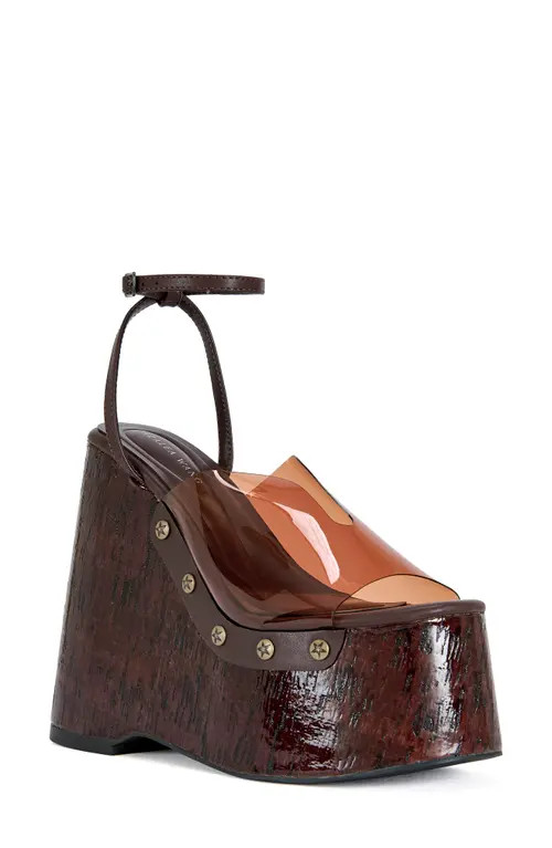 AZALEA WANG Jenza Platform Wedge Sandal in Chocolate at Nordstrom, Size 11 | Nordstrom