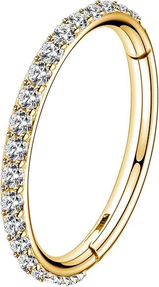 OUFER Gold Hinged Segment Earring Hoop 16G Stainless Steel with Cartilage Earrings Clear CZ Paved... | Amazon (US)