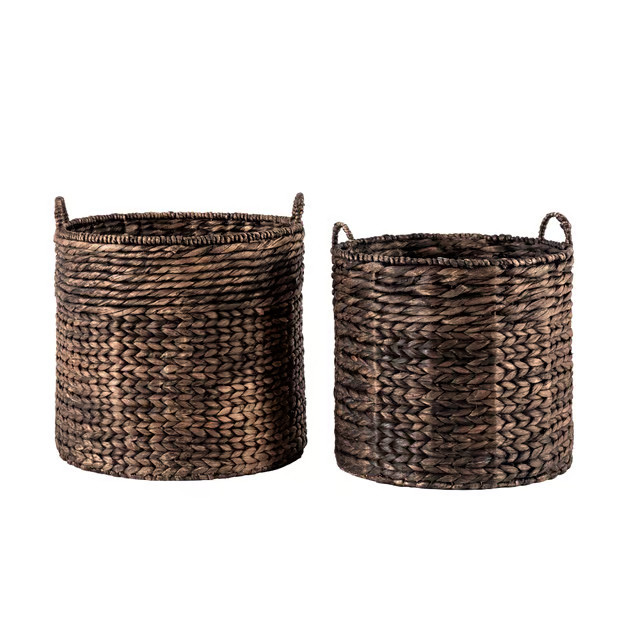 Natural Mariah Braided Rattan Baskets 2 Piece Set | Rugs USA