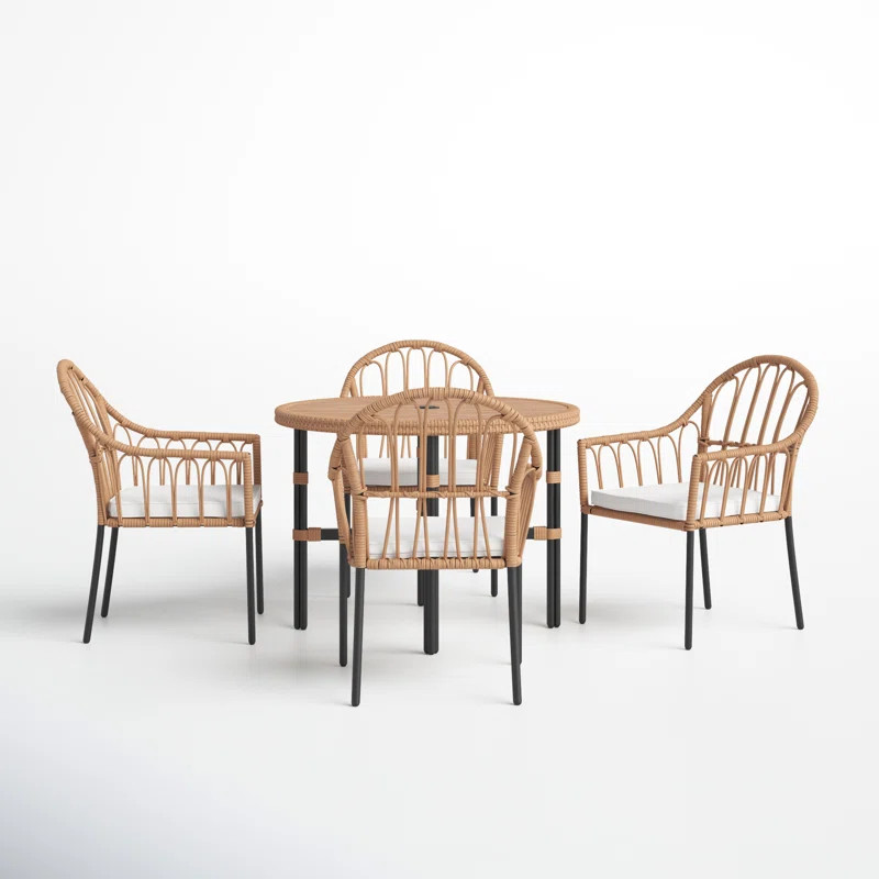 Byron Round 4 - Person Outdoor Dining Set with Cushions | Wayfair North America