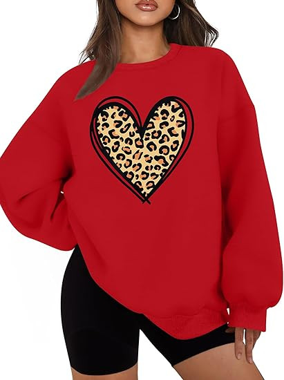hohololo Valentines Day Sweatshirt Women Valentine Shirts Love Heart Long Sleeve Tops Oversized C... | Amazon (US)
