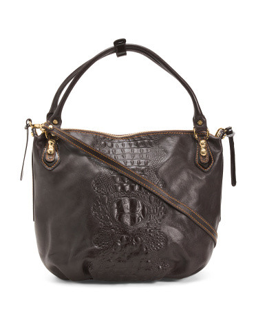 Made In Italy Leather Crocodile-embossed Hobo Bag | TJ Maxx