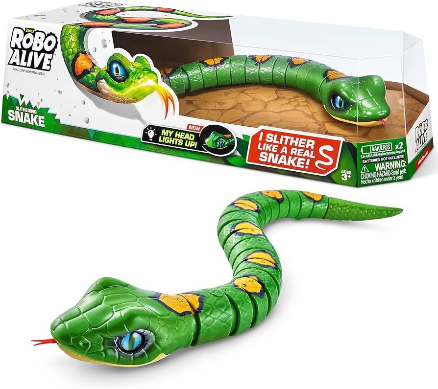 Robo Alive Slithering Snake Series 3 Green by ZURU Battery-Powered Robotic Light Up Reptile Toy T... | Amazon (US)