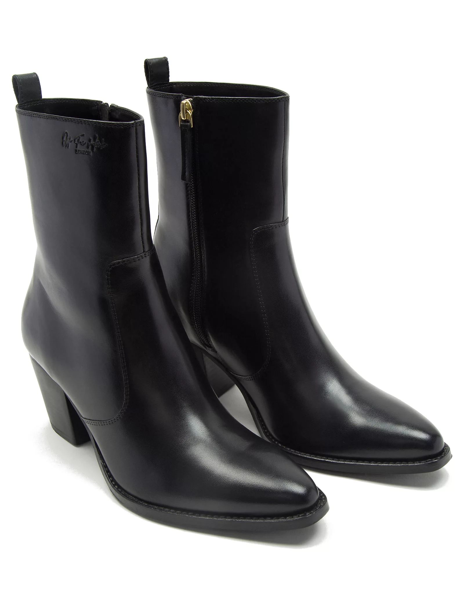 Off The Hook tower premium leather ankle zip boots in black | ASOS | ASOS (Global)