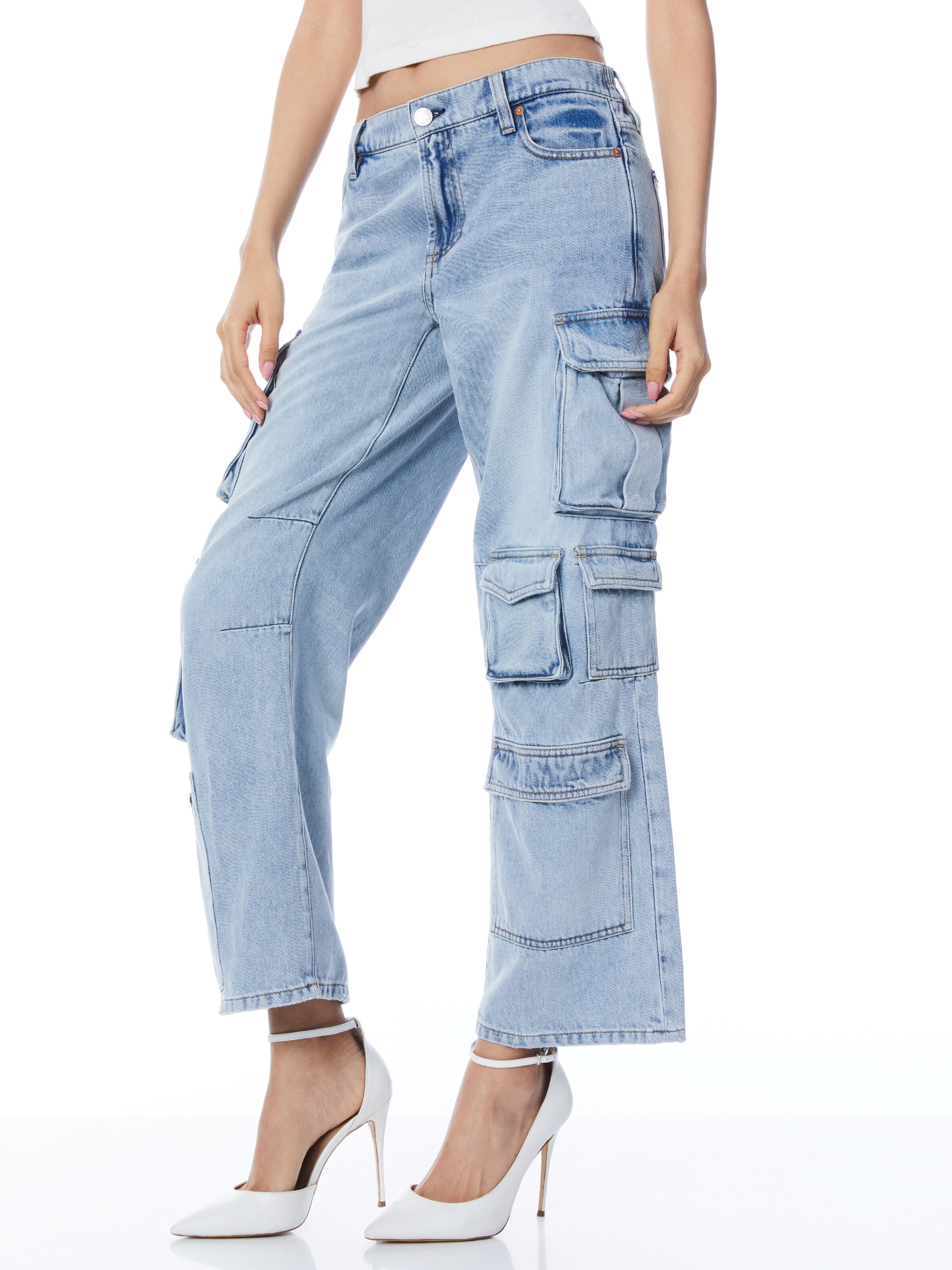 alice + olivia LUIS DENIM CARGO PANT | Alice + Olivia