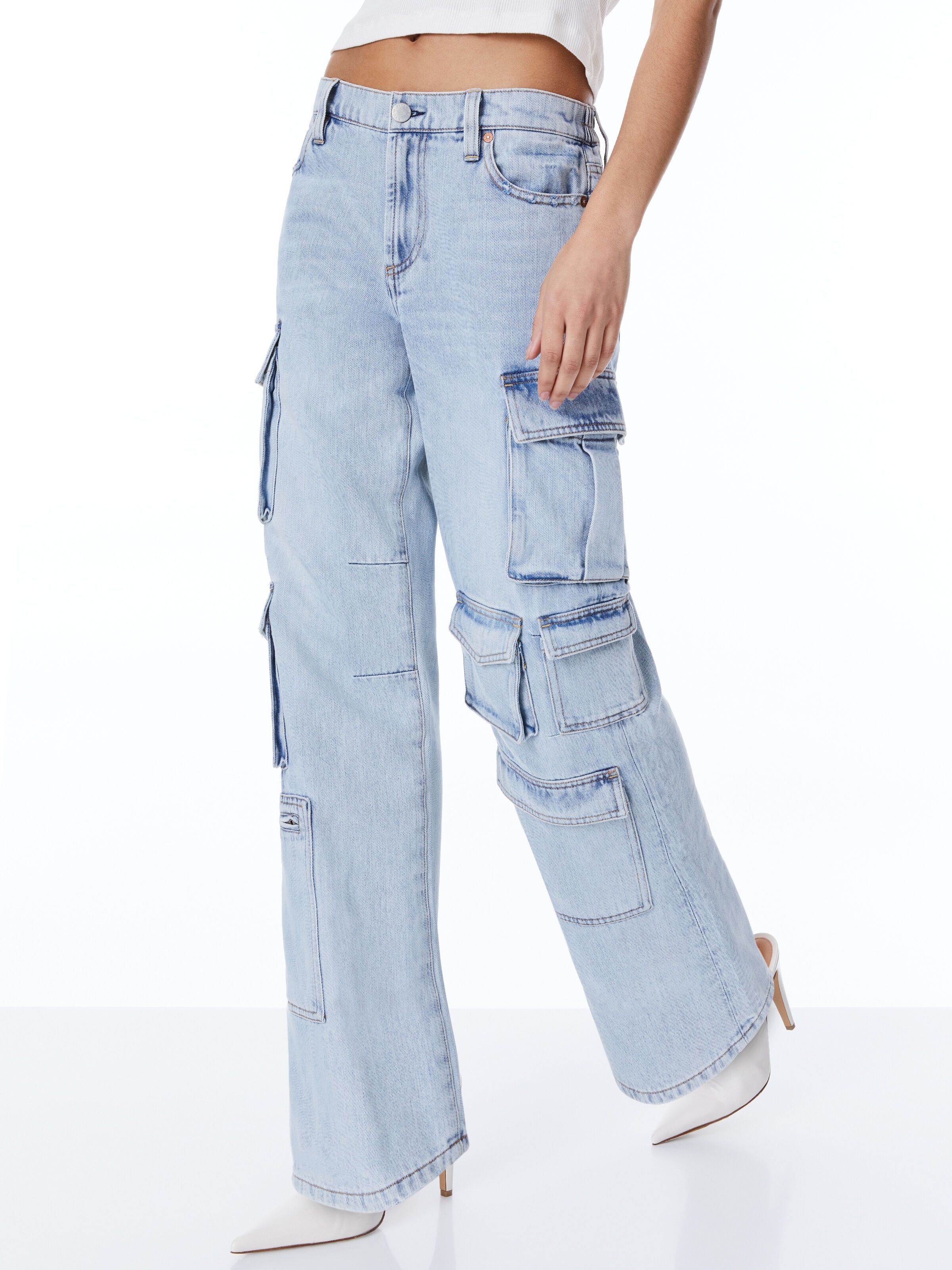 alice + olivia LUIS DENIM CARGO PANT | Alice + Olivia