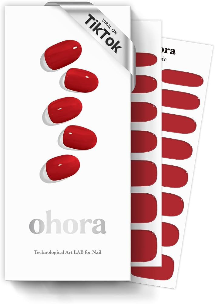 ohora Semi Cured Gel Nail Strips (N Addict) - Red, Solid, Works with Any UV/LED Nail Lamps, Salon... | Amazon (US)