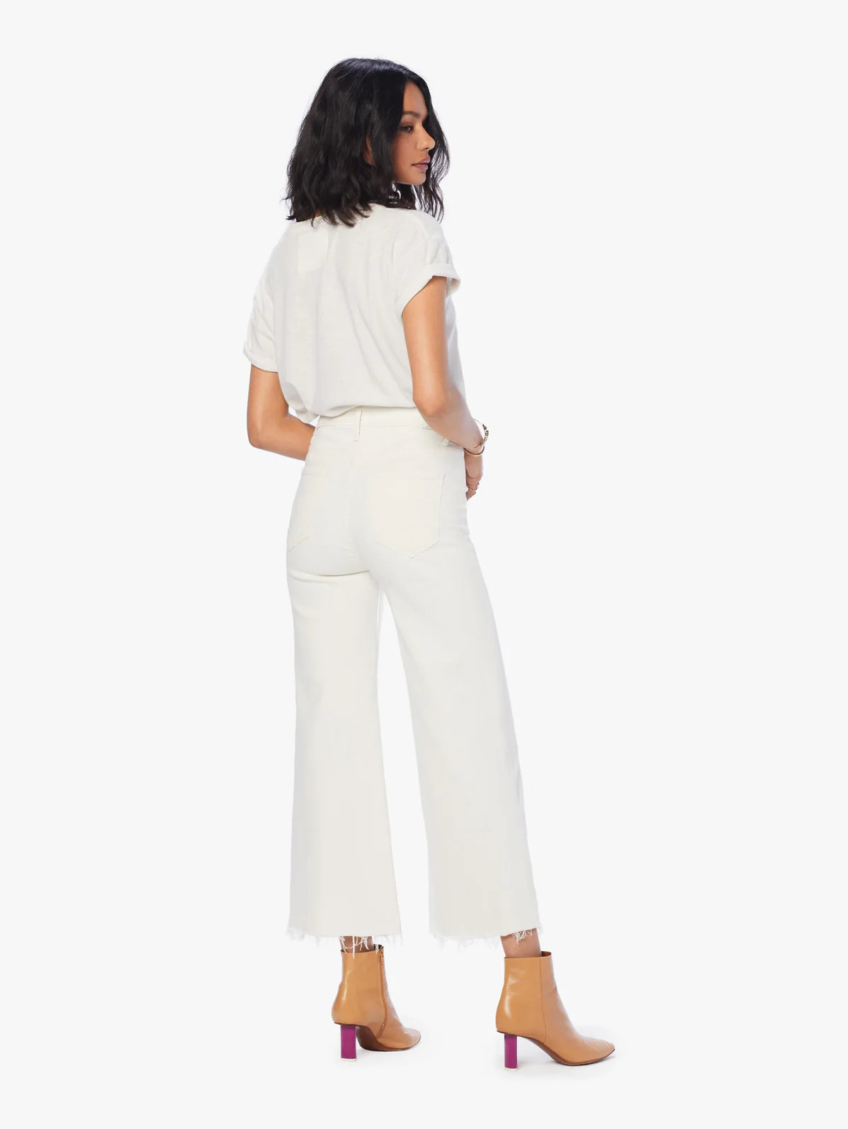 The Swooner Roller Crop Fray - Whipping The Cream | Mother Denim