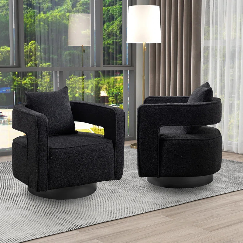 Upholstered Swivel Barrel Chair (Set of 2) | Wayfair North America