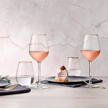 Libbey Water Glass Atlin - 350 ml / 35 cl - Set of 6 - Golden Rim - Classic - Festive | Amazon (UK)