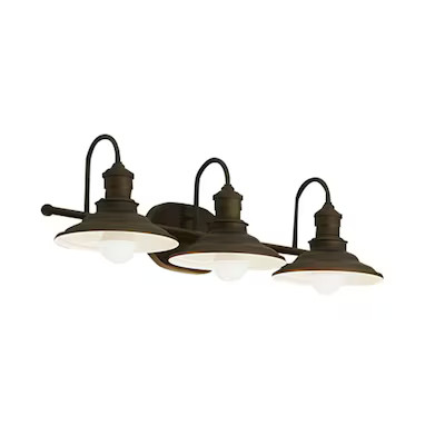 allen + roth  Hainsbrook 26.12-in 3-Light Antique Bronze Coastal Vanity Light | Lowe's