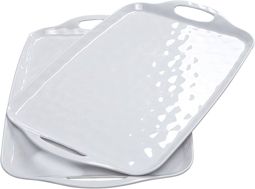 TP Serving Tray with Handles, Large Rectangle Melamine Serving Platter Set of 2, White (19” x 1... | Amazon (US)