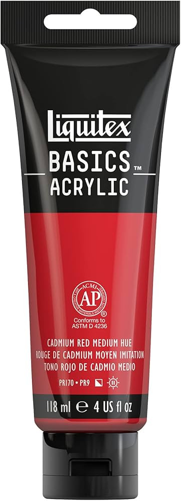 Liquitex BASICS Acrylic Paint, 118ml (4-oz) Tube, Cadmium Red Medium Hue | Amazon (US)