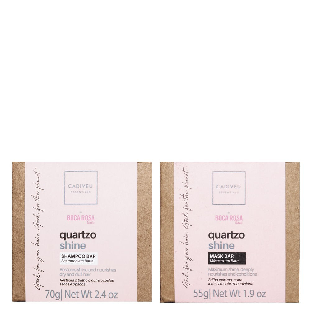 Kit Cadiveu Essentials Quartzo Shine - Shampoo em Barra 70 g + Máscara de Nutrição em Barra 55... | Amobeleza (BR)