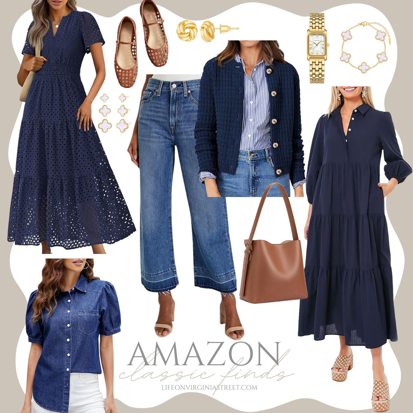 Loving the designer vibes of these chic outift ideas from Amazon! They're perfect for transitioning from late summer into early fall! Includes a chunky cardigan sweater that's great for layering, puff-sleeve denim top, eyelet dress, tiered maxi dress, and chic jeans and accessories!

#ltkseasonal #ltkfindsunder50 #ltkfindsunder100#ltkstyletip #ltksalealert #ltkworkwear #ltkmidsize #ltkover40 #ltkshoecrush #ltkitbag 

  

#LTKSeasonal #LTKSaleAlert #LTKFindsUnder50 #LTKOver40
