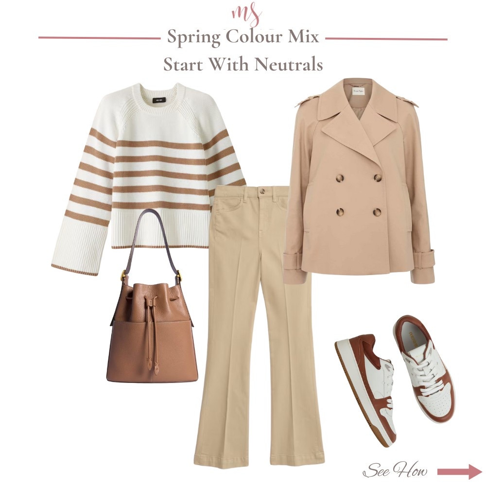 How to mix colour. Start with neutrals then add some Spring colour. Mix it up to create multiple outs - see the other posts in the collectionn

#LTKstyletip #LTKuk #LTKover50style
