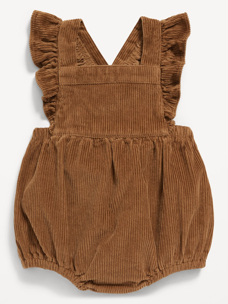 Sleeveless Ruffle-Trim Corduroy One-Piece Romper for Baby | Old Navy (US)