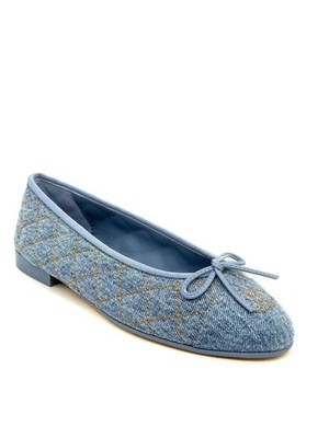 CHANEL 26B CC Logo Denim Jeans Cap Toe Bow Ballerina Ballet Flats Light Blue | eBay | eBay US