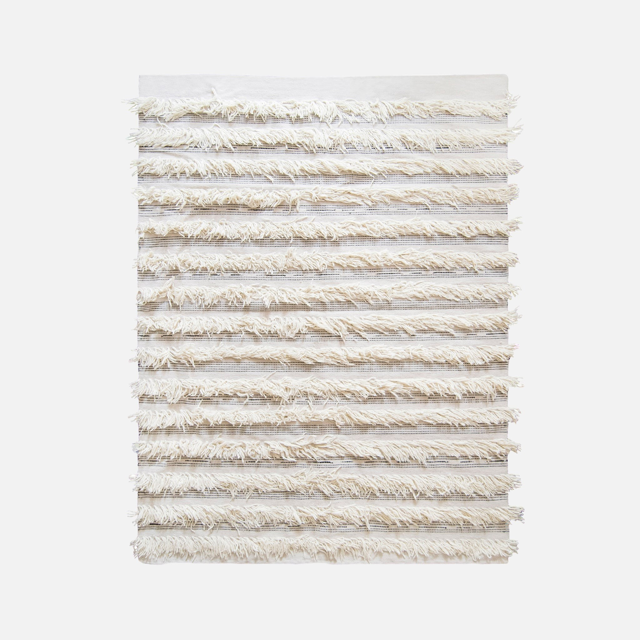 Wool Fringe Cream Rug | 54kibo