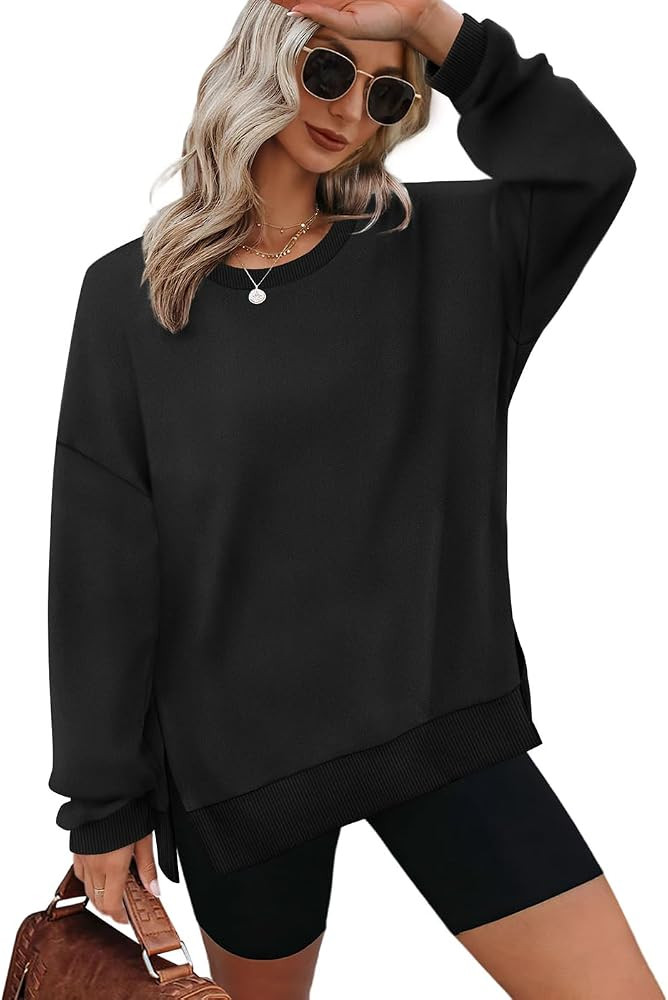 XIEERDUO Womens Oversized Sweatshirts Pullover Casual Crewneck Long Sleeve Tops Comfy | Amazon (US)