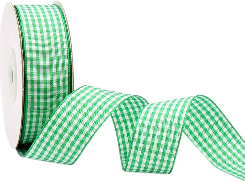 VIVIQUEN Gingham Ribbon Checkered Ribbon 1-Inch Wide Taffeta Plaid Ribbon 25 Yard Long 100% Polye... | Amazon (US)
