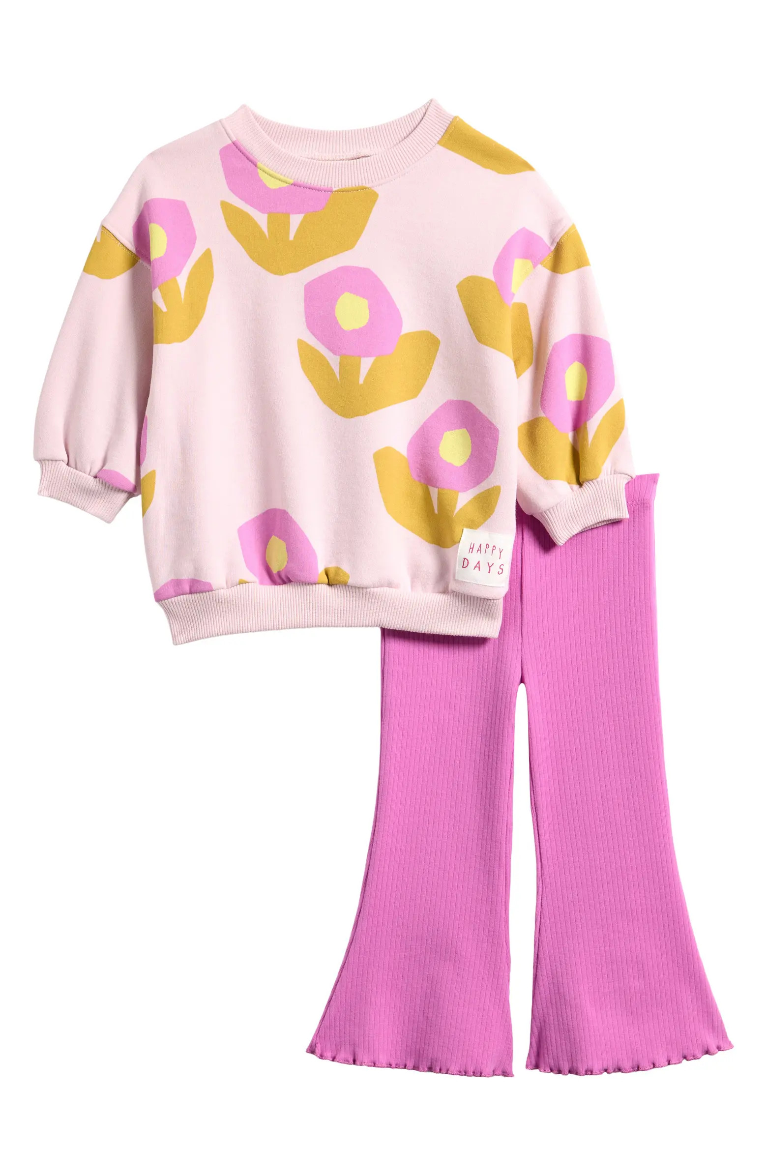 Kids' Floral Sweatshirt & Flare Pants Set | Nordstrom