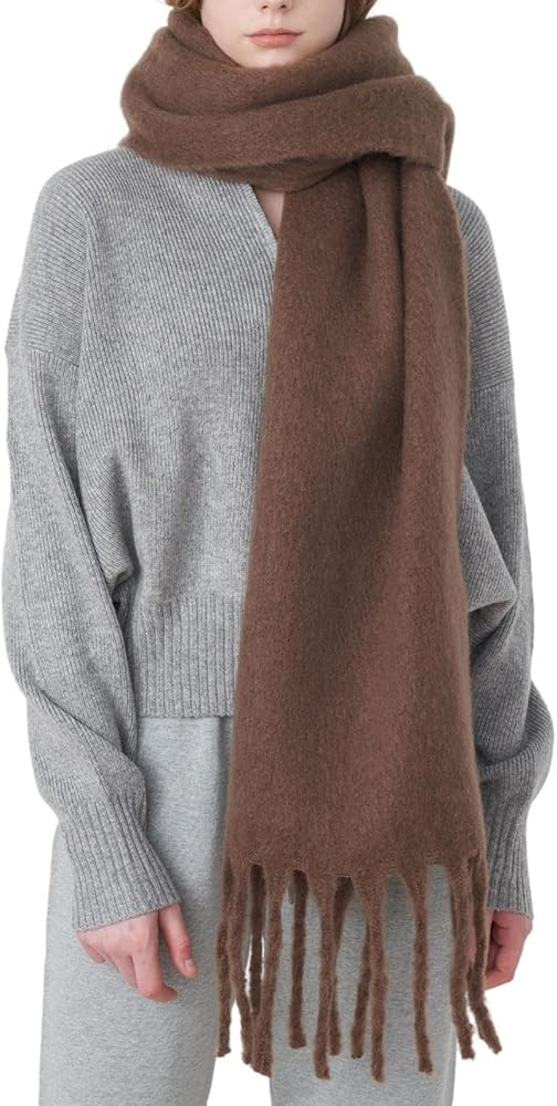 SUNDSGT Big Scarf Coloured Checked Oversized Scarf Tassel Soft Fall Winter Thick Scarf Warm Shawl... | Amazon (US)