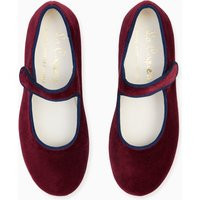 Burgundy Velvet Girl Mary Jane Shoes | La Coqueta