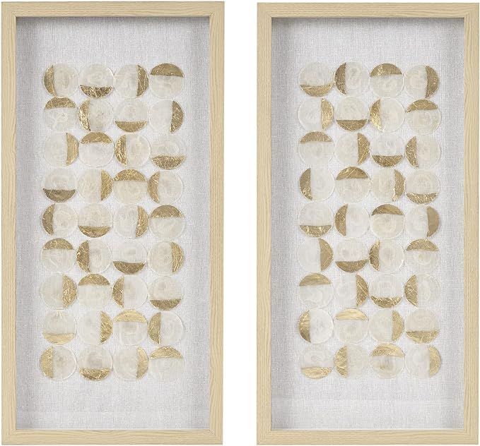 Madison Park Wall Art Living Room Décor - Handpainted Capiz Windowpane Oyster Shells Shadowbox F... | Amazon (US)