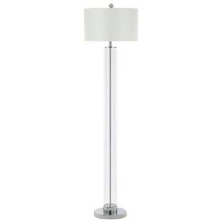 SAFAVIEH Lovato 64 in. Clear Glass Floor Lamp with Off-White Shade FLL4017A - The Home Depot | The Home Depot