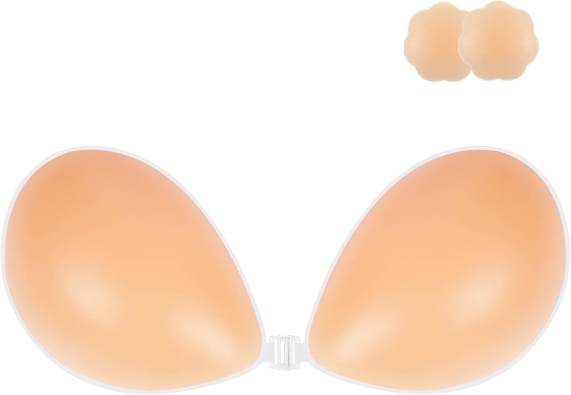 Niidor Adhesive Bra Strapless Sticky Invisible Push up Silicone Bra for Backless Dress with Nipple C | Amazon (US)
