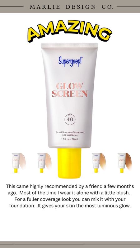 Supergoop Glowscreen | spf | make up primer | tinted sunscreen | glowy skin | illuminating skin care | skincare essentials | Amazon finds | Sephora | supergoop | spf 40 | sunscreen 

#LTKunder50 #LTKbeauty #LTKFind