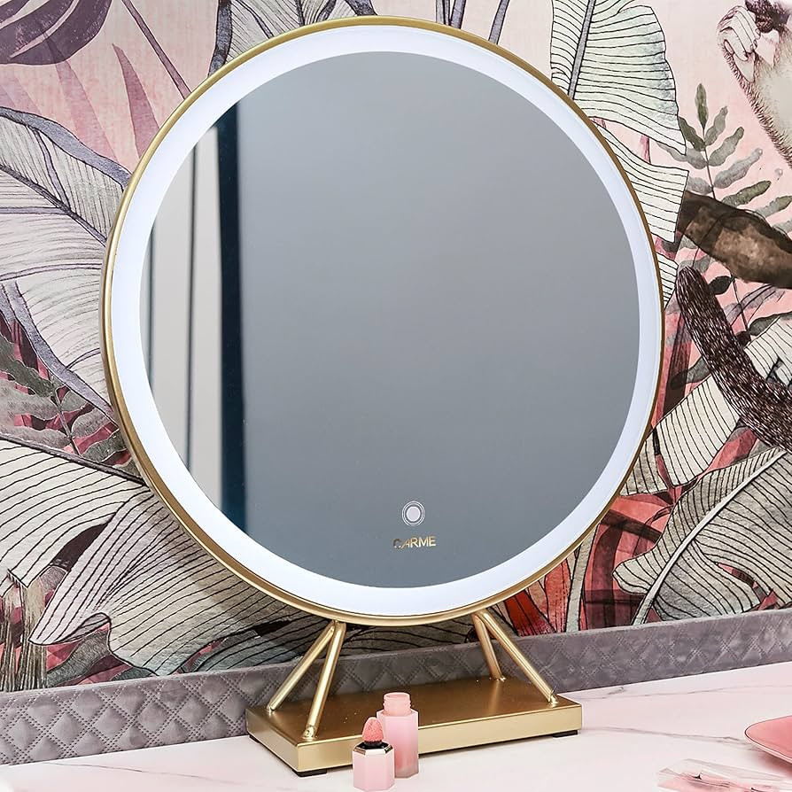 CARME Desktop Vanity Illuminated Makeup Mirror with Touch LED Lights Sensor Dimmable Brightness L... | Amazon (UK)