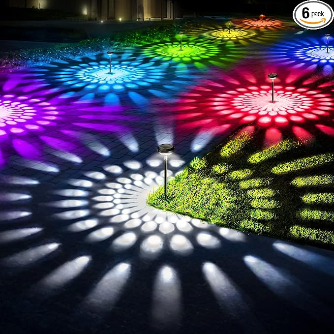 HNES 6 Pack Ultimate Bright Solar Outdoor Lights Decorative with 2 Light Modes-Cool White+Color C... | Amazon (US)