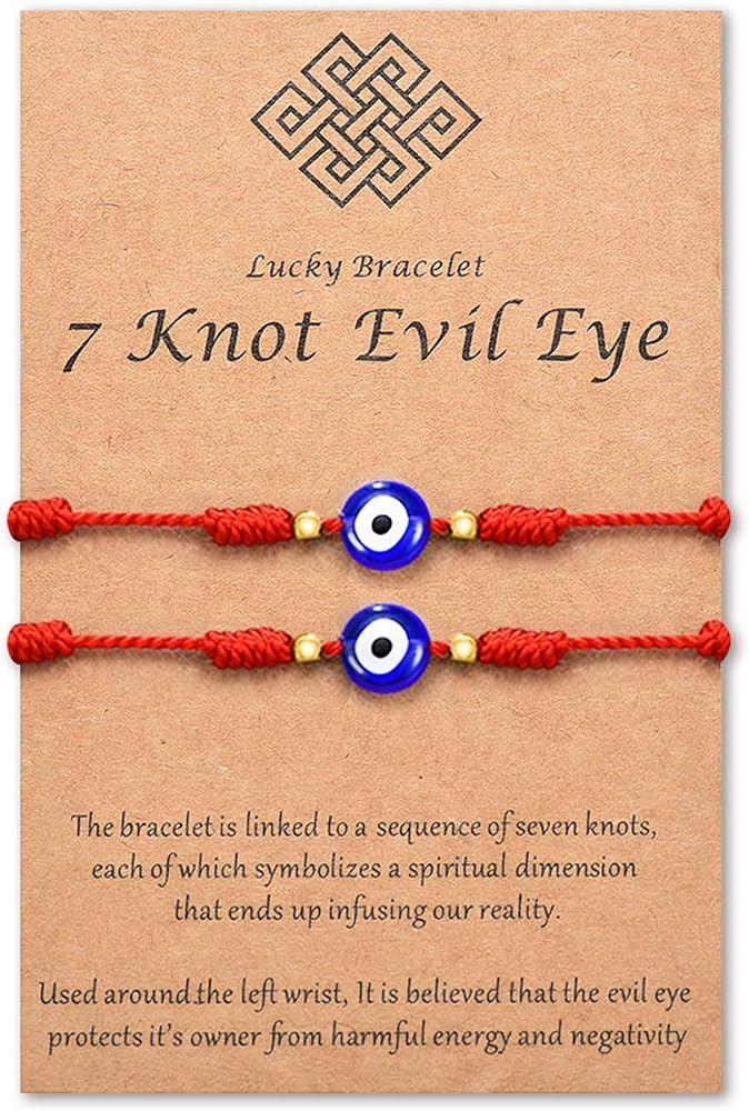 Tarsus Evil Eye 7 Knot Lucky Bracelets Red String Amulet for Women Men | Amazon (US)