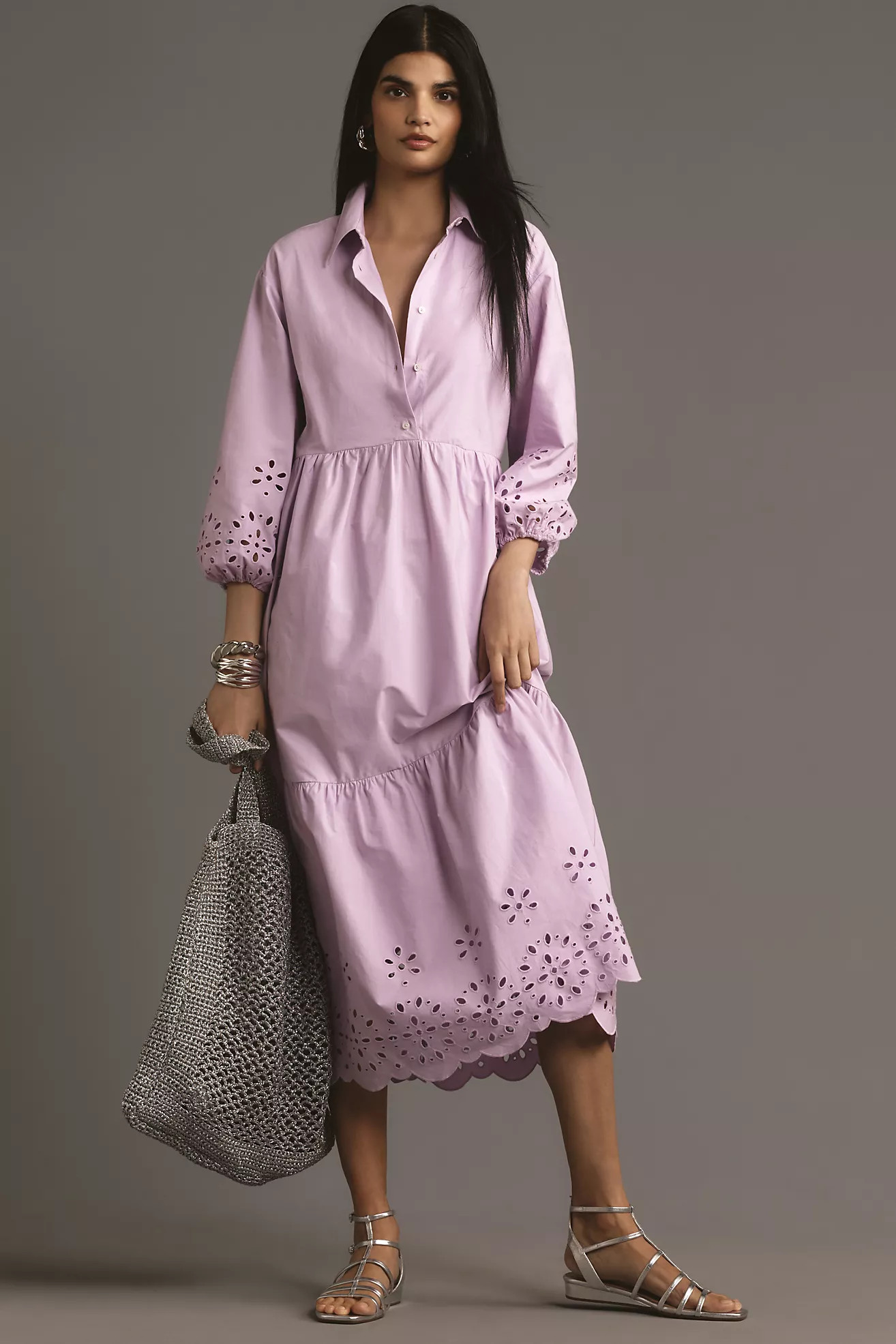 The Bettina Tiered Shirt Dress by Maeve: Eyelet Edition | Anthropologie (US)
