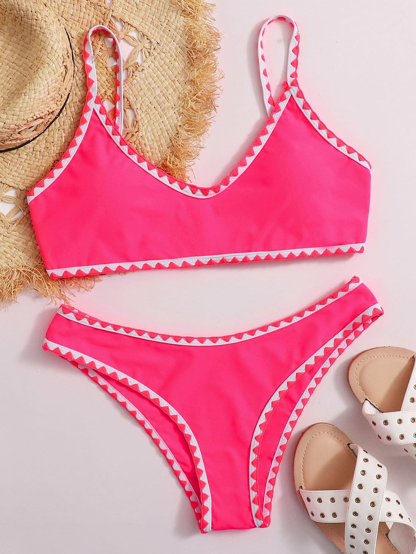 Contrast Binding Bikini Swimsuit | SHEIN