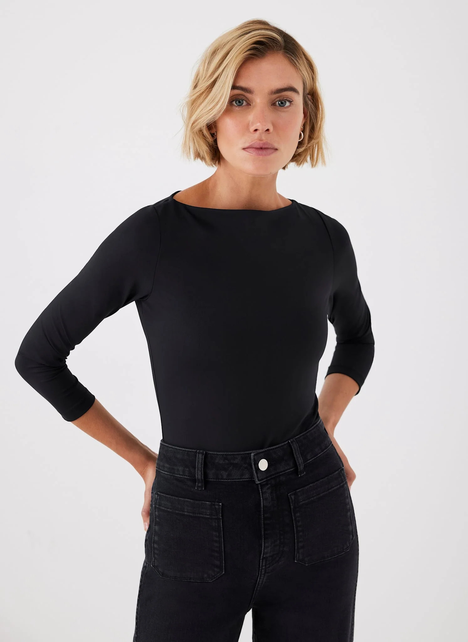 Black Slash Neck Layering Top | Mint Velvet