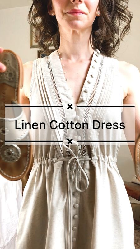 Cotton linen dress for summer!
Wearing size XS Chicwish dress. 
Size 6 Jack Rogers sandals. 
Petite outfit. Neutral outfit. Summer dress. Old money outfit. Classic dress  

#LTKVideo #LTKfindsunder100 #LTKover40