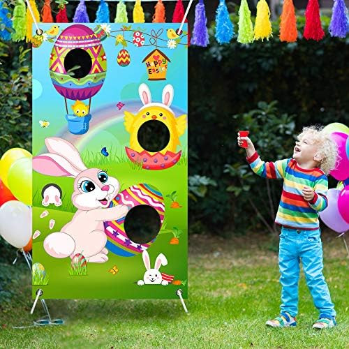 Skylety Easter Toss Game for Kids & Adults Easter Party Games with 4 Bean Bags,Large Hanging Bunn... | Amazon (US)
