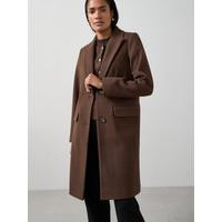 The Very Collection Faux Wool Single Breasted Coat - Brown | Very (UK)