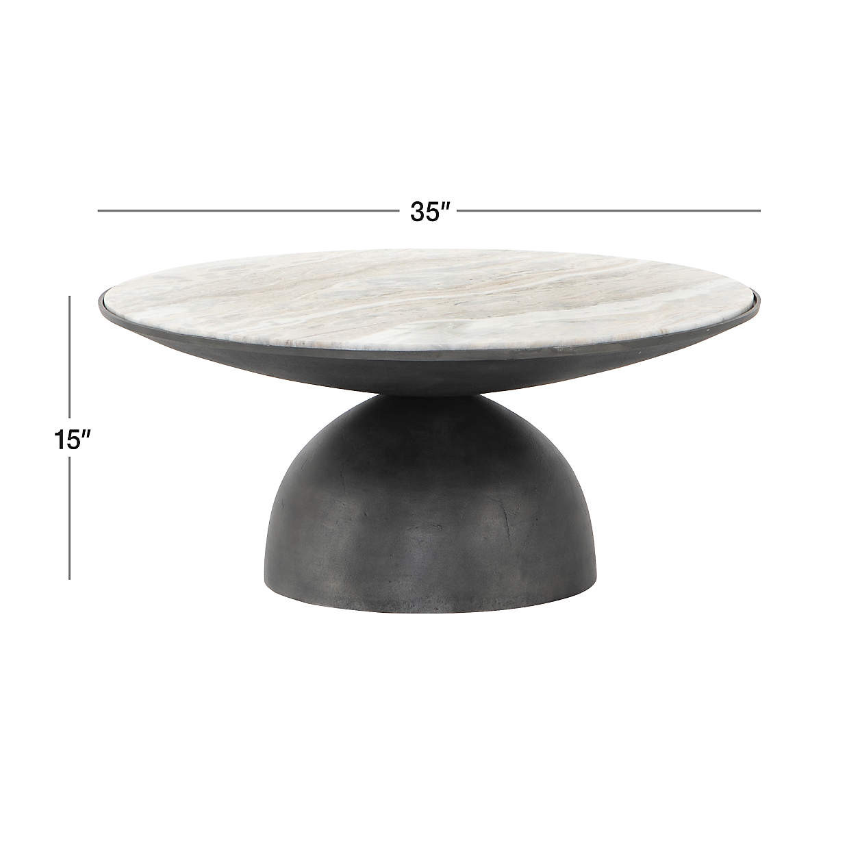 Dev Taupe Marble and Grey Metal 35" Round Coffee Table + Reviews | Crate & Barrel | Crate & Barrel