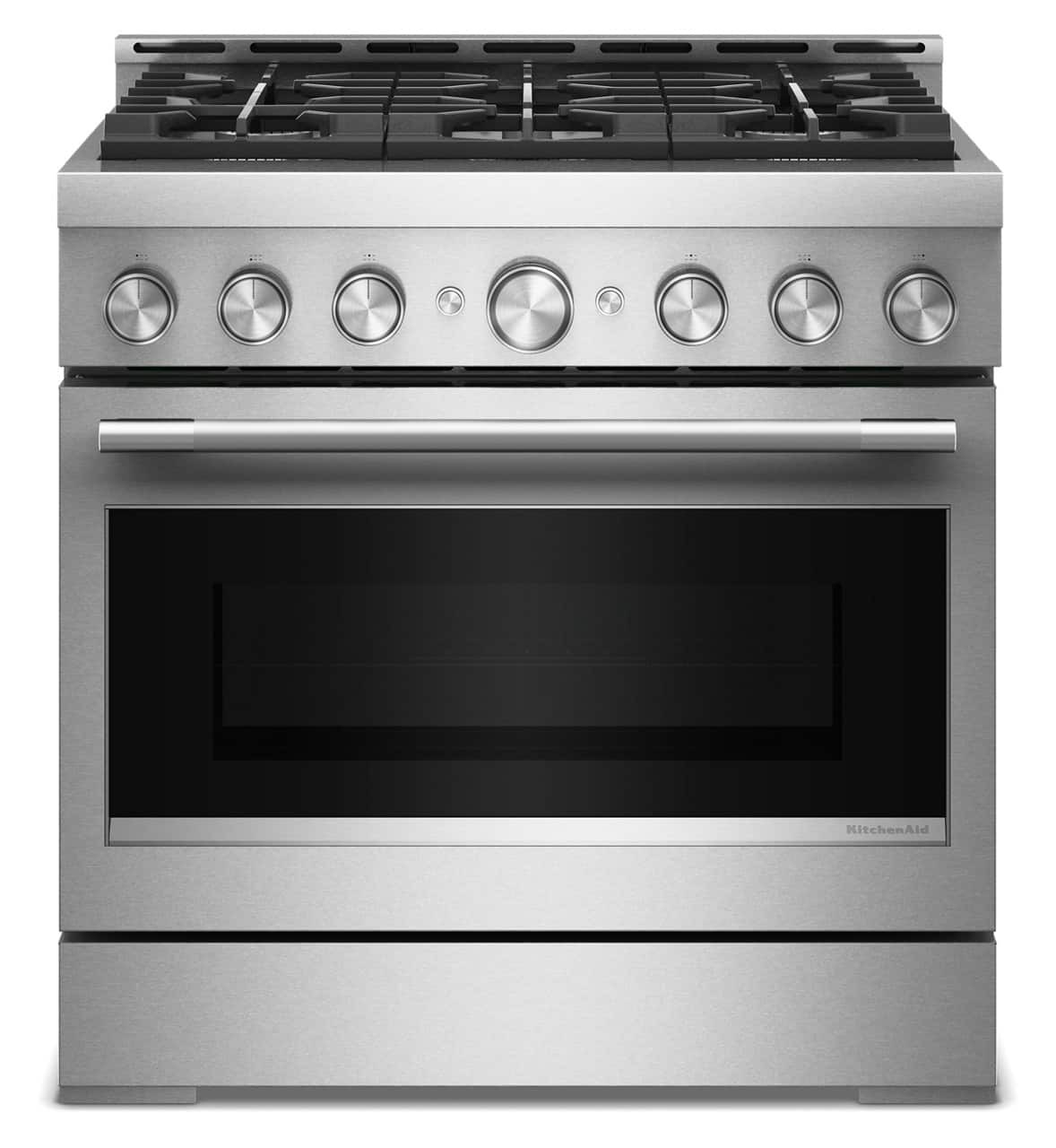 KitchenAid - 5.1 Cu. Ft Commercial Gas Range with No Preheat Air Fry Mode and 6 Burner - Stainless Steel | Best Buy U.S.