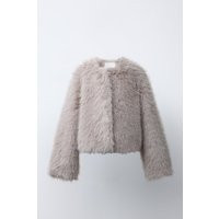 Zara - Short Faux Fur Jacket In Light Grey - 11-12 Years (148 Cm) - Kids | Zara UK