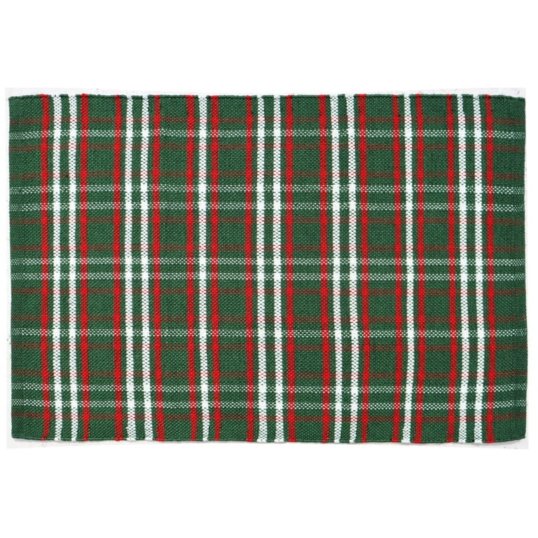 Holiday Time Green Plaid Layering Rug | Walmart (US)