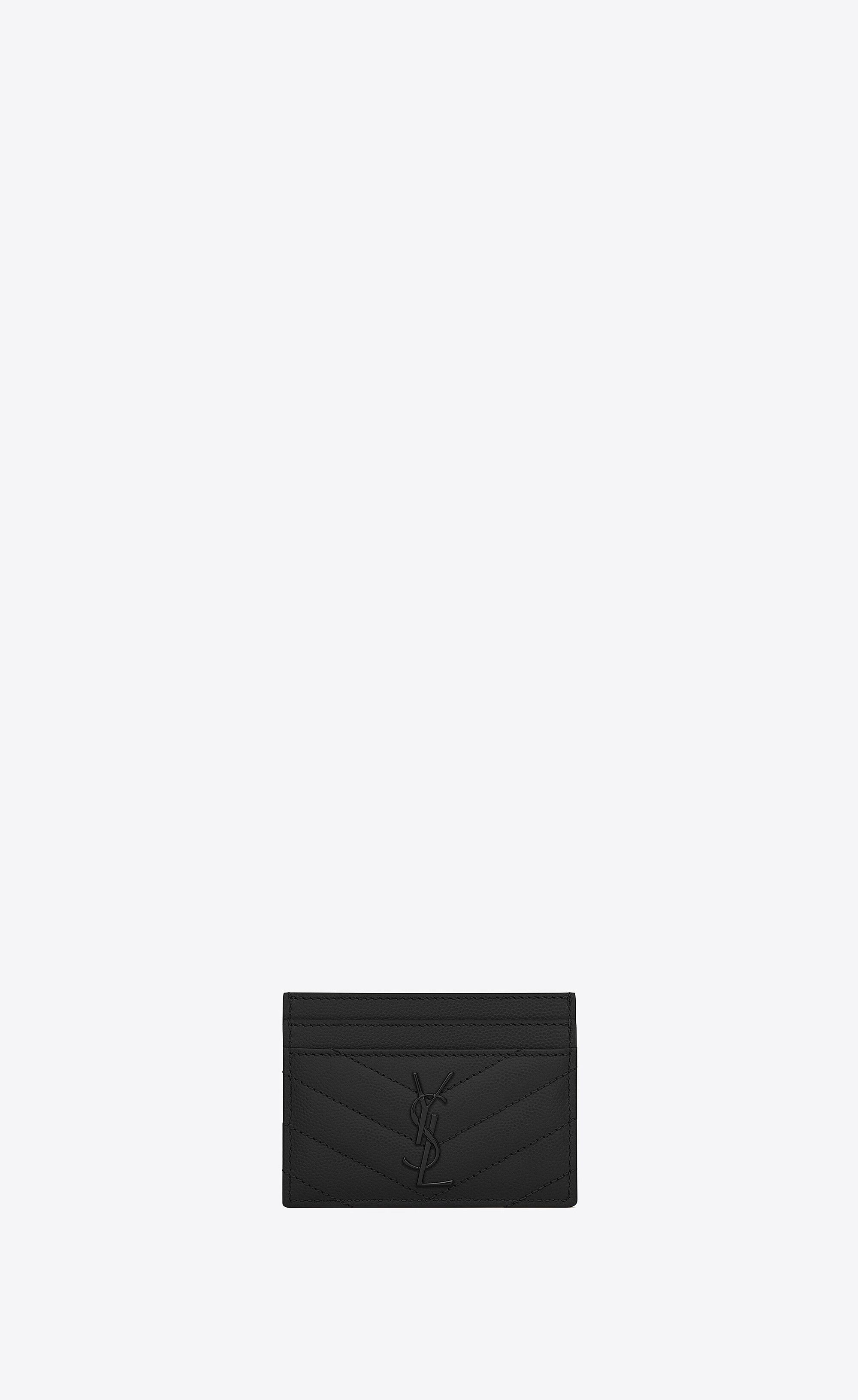 monogram card case in grain de poudre embossed leather | Saint Laurent Inc. (Global)