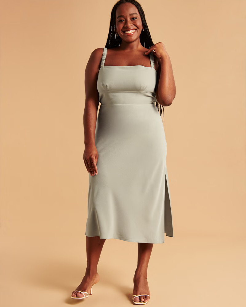 Women's Open Tie-Back Slip Midi Dress | Women's Dresses & Jumpsuits | Abercrombie.com | Abercrombie & Fitch (US)